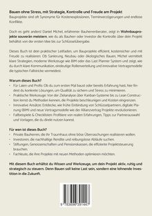 Titel: "Bauen ohne Stress". Anleitung für effiziente Bauprojekte. Tipps zu Strategie, Kontrolle und Freude. Beschreibung eines Barcode.