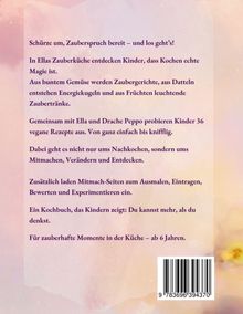 Ein Text beschreibt ein Kinderkochbuch mit zauberhaften Rezepten und Mitmach-Seiten. Ein Barcode ist am unteren Rand.