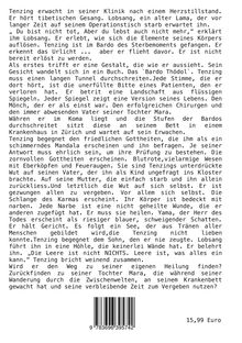 Ein Text beschreibt Tenzings Nahtoderfahrung im Bardo mit spirituellen Begegnungen, inneren Kämpfen und der Suche nach Vergebung. 15,99 Euro.