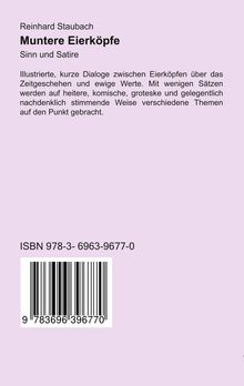 „Muntere Eierköpfe“ von Reinhard Staubach: Illustrierte Dialoge, Sinn und Satire, ISBN 978-3-6963-9677-0, violetter Hintergrund.