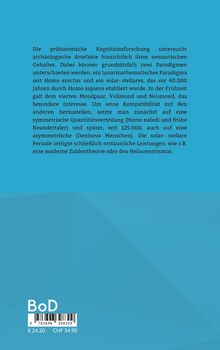 Ein blauer Hintergrund zeigt einen Text über prähistorische Kognitionsforschung und Paradigmen in Homo sapiens. Unten ein Barcode mit Preisen.
