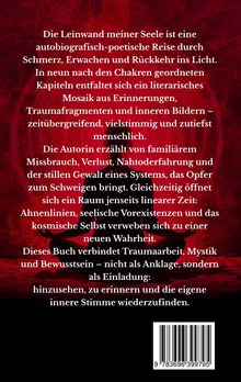 Text beschreibt eine autobiografisch-poetische Reise durch Schmerz und Licht. Silhouette in Meditationspose vor rotem Hintergrund.