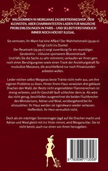 Text: Willkommen in Morgana's Zaubertrankshop, dem charmanten, illegalen Laden in Paris. Illustration: Silhouette einer Hexe.