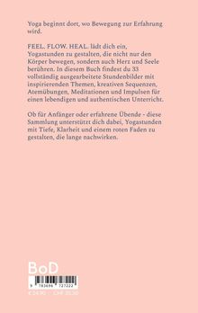 Text beschreibt ein Yoga-Buch mit 33 Stundenbildern, Meditationen und Atemübungen für alle Levels. Rosa Hintergrund.