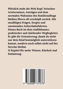 Texte über Unterstützung für Eltern, mit einem Barcode darunter auf beigem Hintergrund.