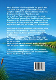 Ein Text erzählt von Ritter Rübchens Abenteuern. Im Hintergrund ist ein See mit Schilf und Berge zu sehen.