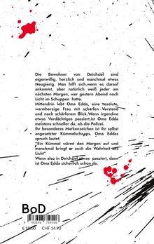 Die Bewohner von Deichsiel sind eigenwillig, herzlich und manchmal neugierig. Illustration mit schwarzen und roten Spritzern.