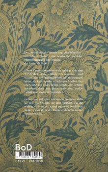 Zweiter Band der Vampir-Saga "Wie Porzellan" von Julia H. Thaller. Text vor floralem Muster in Blau auf Braun.