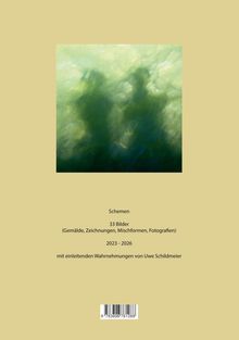 „Schemen, 33 Bilder (Gemälde, Zeichnungen, Mischformen, Fotografien) 2023-2026.“ Unscharfe grüne Silhouetten.