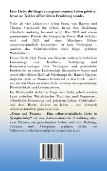 Der Text erzählt von einer langjährigen Beziehung zwischen Franz von Bayern und Thomas Greinwald. Buchdetails folgen.