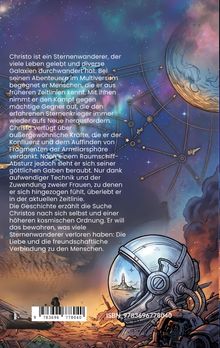 Ein Astronautenhelm mit kosmischem Hintergrund, Planeten und Sternen. Oben ist ein langer Text, es geht um Christos Abenteuer. Unten ein Barcode.