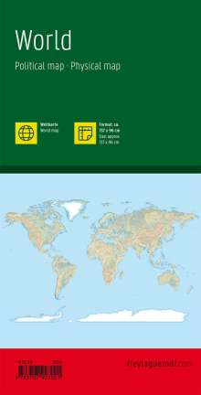 World map, political - physical, english, 1:20.000.000, folded, freytag &amp; berndt, Karten