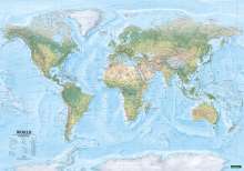 World map, political - physical, english, 1:20.000.000, Poster, freytag &amp; berndt, Karten