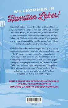 WILLKOMMEN IN Hamilton Lakes! Band 1 der neuen Sports-Romance-Reihe. Illustration mit einer Laterne und winterlicher Szenerie.