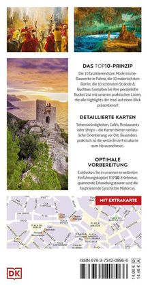 Text zu Mallorca-Reiseführer: Top10-Listen, detaillierte Karten, optimale Vorbereitung. Fotos von Landschaften und einer Karte.
