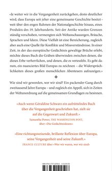 Text über europäische Geschichte als gemeinsames Erbe. Lobende Zitate von Samantha Power und France Culture über das Buch.