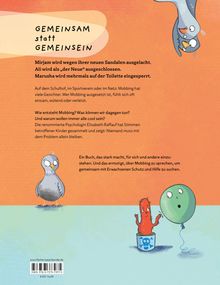 GEMEINSAM statt GEMEINSEIN. Mirjam wird wegen ihrer neuen Sandalen ausgelacht. Ali wird als "der Neue" ausgeschlossen. Illustration.