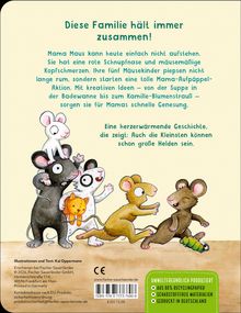 Diese Familie hält immer zusammen! Mama Maus ist krank. Ihre fünf Mäusekinder helfen mit kreativen Ideen bei der Genesung. Zeichnung von Mäusen.