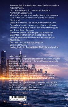 Text über Veränderungen und Bewusstsein, Buchinhalt, Autor Atlan Anaris Koteij. Stadtbild bei Sonnenuntergang im Hintergrund.