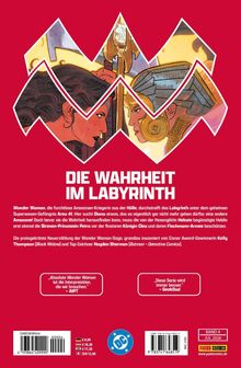 "Die Wahrheit im Labyrinth" ist groß auf rotem Hintergrund zu lesen. Zwei illustriere Frauen blicken einander herausfordernd an.