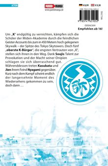 Text beschreibt den Kampf an der Miden-Akademie gegen Geister-Accounts. Unten rechts ein blaues, kreisförmiges Logo.