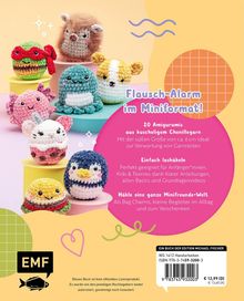 „Flausch-Alarm im Miniformat! 20 Amigurumis aus kuscheligem Chenillegarn.“ Gezeigt werden niedliche, kleine Häkeltiere.