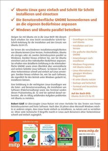 Texte: "Ubuntu Linux einfach installieren", "GNOME anpassen", "Windows und Ubuntu parallel". Logo und Buchinfos unten.