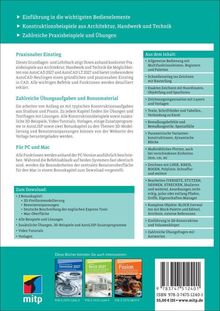 Texte: Einführung, Konstruktionsbeispiele, Praxisbeispiele, Bonusmaterial zum Download, Mitp Verlag Logo, ISBN.