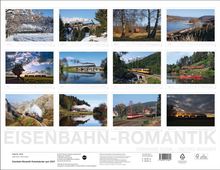 "Eisenbahn-Romantik", Monatsnamen als Bildunterschriften. Zwölf Bahnmotive in verschiedenen Landschaften.