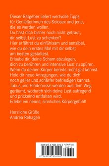 Ein orangefarbener Hintergrund mit einem Text über Tipps für Solosex. Am Ende steht "Herzliche Grüße Andrea Rehagen".