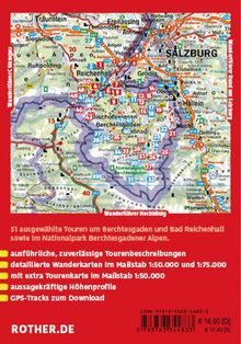51 ausgewählte Touren, Berchtesgaden, Bad Reichenhall, Nationalpark Berchtesgadener Alpen. Detaillierter Kartenausschnitt.
