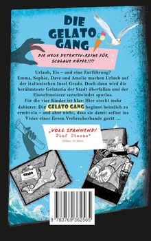 Titel: "DIE GELATO GANG. Urlaub, Eis – und eine Entführung?" Illustration mit Möwe und Eis.