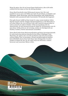Texte über Herausforderungen moderner Arbeit und Optimierungsdruck. Unten eine Illustration mit grünen und goldenen Wellenlinien.