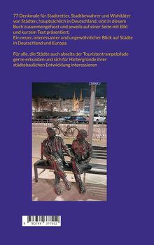 77 Denkmale für Stadtretter und Stadtbewahrer, hauptsächlich in Deutschland. Zwei Bronzefiguren auf einer Bank, im Hintergrund eine Kirche.