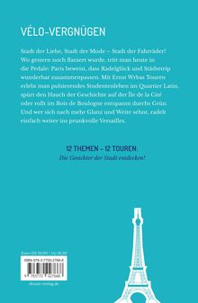 "VÉLO-VERGNÜGEN: Stadt der Liebe, Stadt der Mode – Stadt der Fahrräder! 12 THEMEN – 12 TOUREN: Die Gesichter der Stadt entdecken!" Eine Illustration zeigt den Eiffelturm.