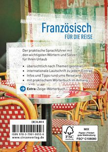 „Französisch für die Reise“; Sprachführer mit wichtigen Sätzen; Themen; Lautschrift; Reisetipps; Wörterbuch-Extra. Cafészene.