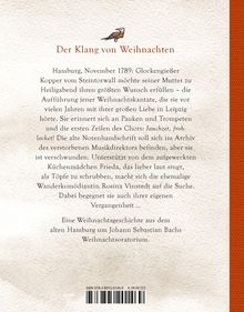 „Der Klang von Weihnachten“ steht oben. Eine Geschichte aus Hamburg, 1789. Illustration eines Vogels über dem Titel.