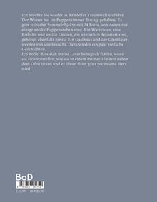 Text beschreibt eine Einladung in Bambolas Traumwelt mit winterlicher Dekoration und Geschichten. Unten Preisangaben.