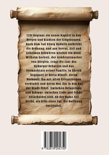 Eine antiquarische Schriftrolle mit einem dramatischen Text über Verrat, Exil und den berühmten Namen Tell. Darunter ein Barcode.