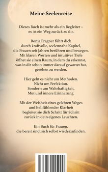 Text über innere Selbsterkenntnis und Transformation, darunter ein Barcode. Hintergrund in warmen Tönen mit Lichtscheiben.