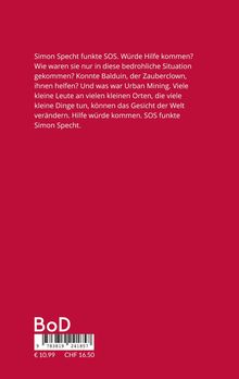 Simon Specht funkte SOS. Hilfe würde kommen. Unten ein Barcode. Links steht "BoD". Hintergrund: einfarbig rot.