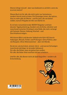 Orangefarbener Hintergrund. Text beschreibt ein Buch über Hingabe und Demut. Illustration: Figur kniet mit fragendem Blick.