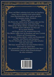 Ein dekorativer Rahmen umgibt den Text über Jonas und Matti, die einen Drachen entdecken. Preis: 11,99 €. ISBN unten.