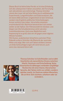 Text über gesellschaftliche Ungleichheit, Politik, Klimawandel und Rhetorik. Foto eines lächelnden Mannes unten links. Preis: 12,99 €.