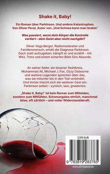 „Shake it, Baby!“ Ein Roman über Parkinson. Ein zerbrochenes Glas mit verschüttetem Rotwein. Preis: 12,99 EUR.