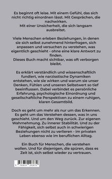 Texte beschreiben ein Buch über das Verständnis von narzisstischen Dynamiken und deren Auswirkungen auf Beziehungen.