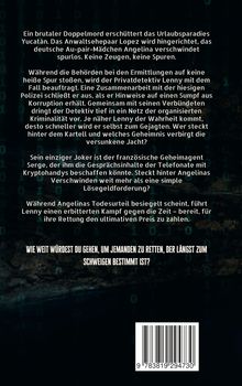 Text beschreibt einen Kriminalroman über Detektiv Lenny, der in Yucatán ermittelt. Hintergrund: dunkle Zahlen, Barcode unten.
