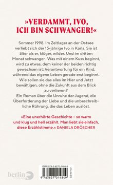 "VERDAMMT, IVO, ICH BIN SCHWANGER!" Eine Bewertung lobt die Geschichte als warm und klug erzählt. Beige Hintergrund.