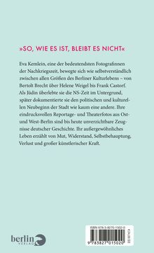 „SO, WIE ES IST, BLEIBT ES NICHT“ – Eva Kemlein, bedeutende Fotografin, dokumentierte Berlin nach dem Krieg. Berlin Verlag Logo.