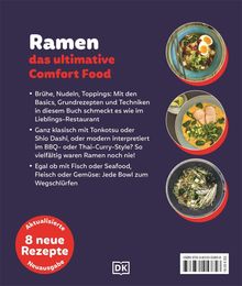"Ramen: das ultimative Comfort Food. Aktualisierte 8 neue Rezepte. Verschiedene Ramen-Schalen und DK-Logo darunter."